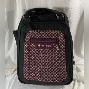Sherpani Black Purple Quilted Roller Laptop or Carry On Bag Floral Print 18x13x7